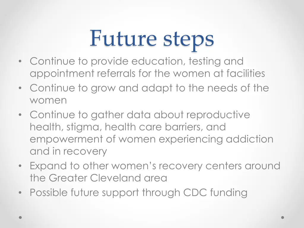 future steps