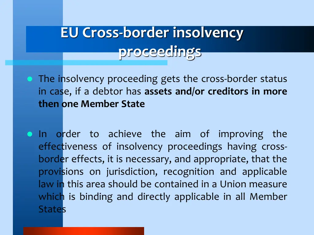 eu cross border insolvency proceedings