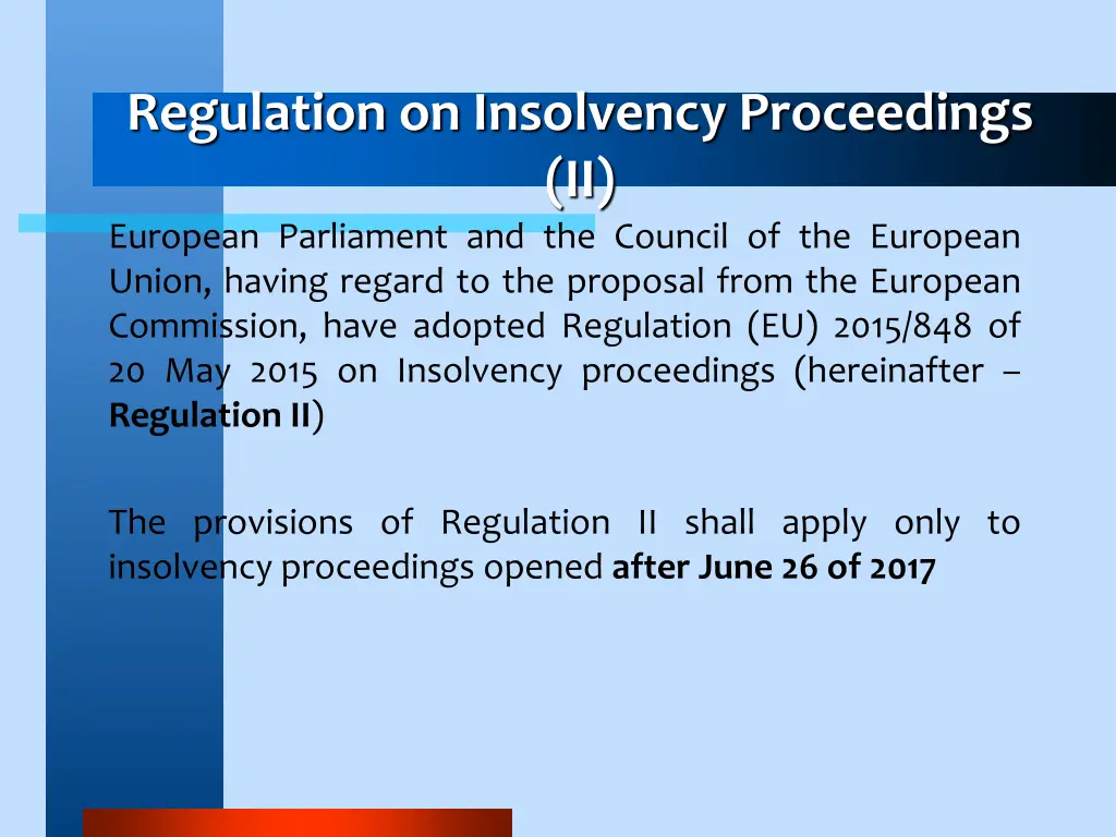 regulation on insolvency proceedings ii european