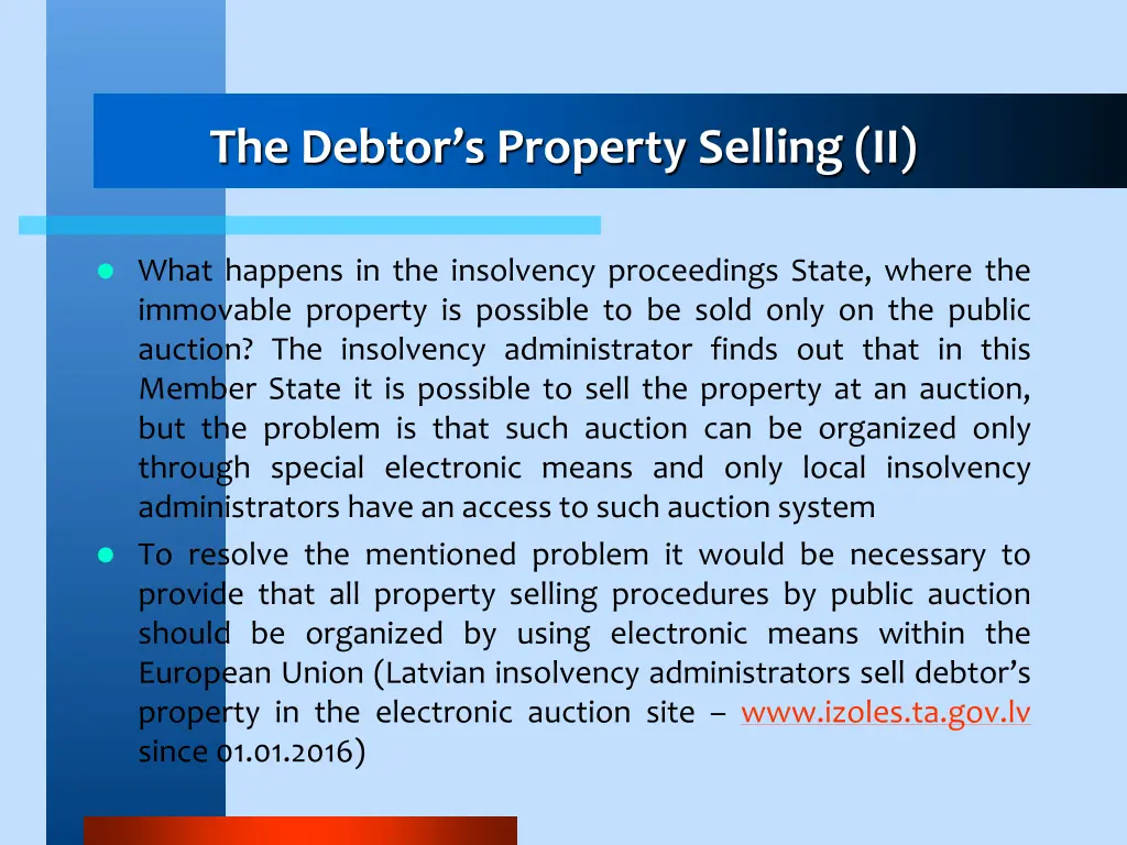 the debtor s property selling ii