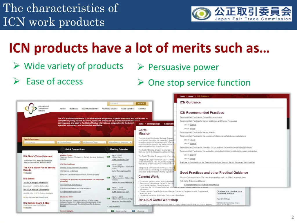 the characteristics of icn work products