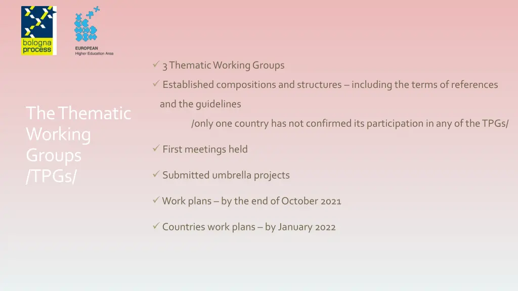 3 thematic working groups