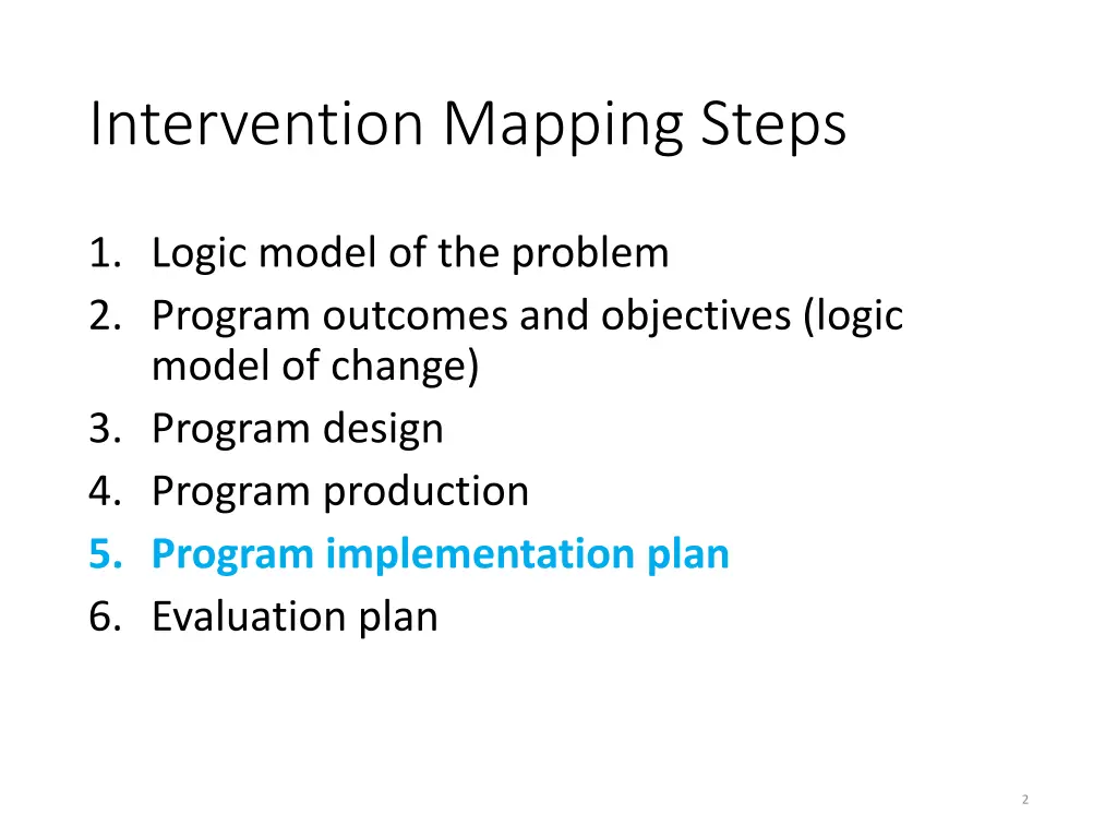 intervention mapping steps