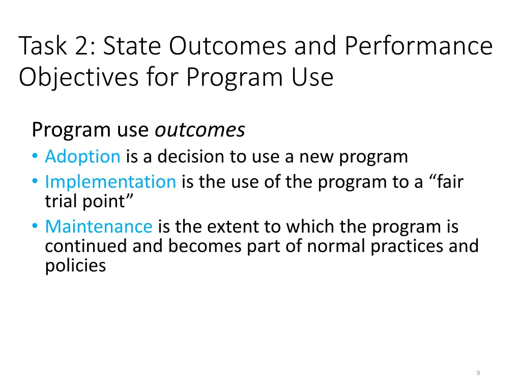 task 2 state outcomes and performance objectives