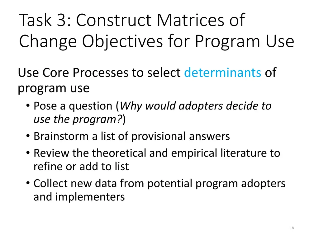 task 3 construct matrices of change objectives