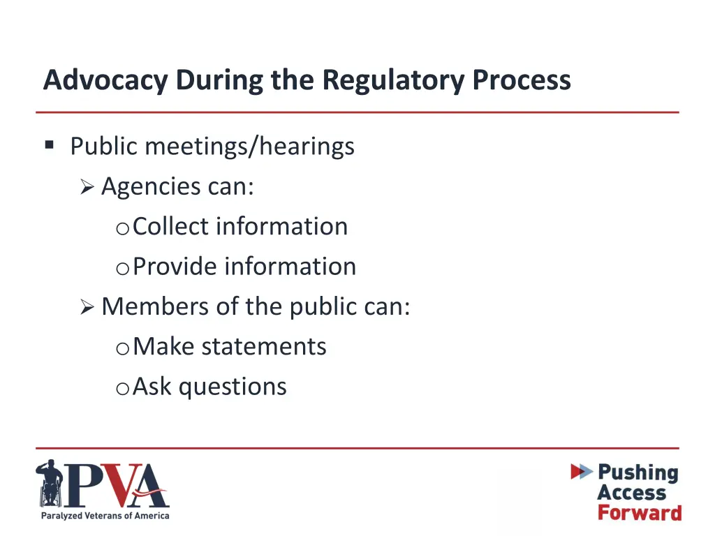 advocacy during the regulatory process 1