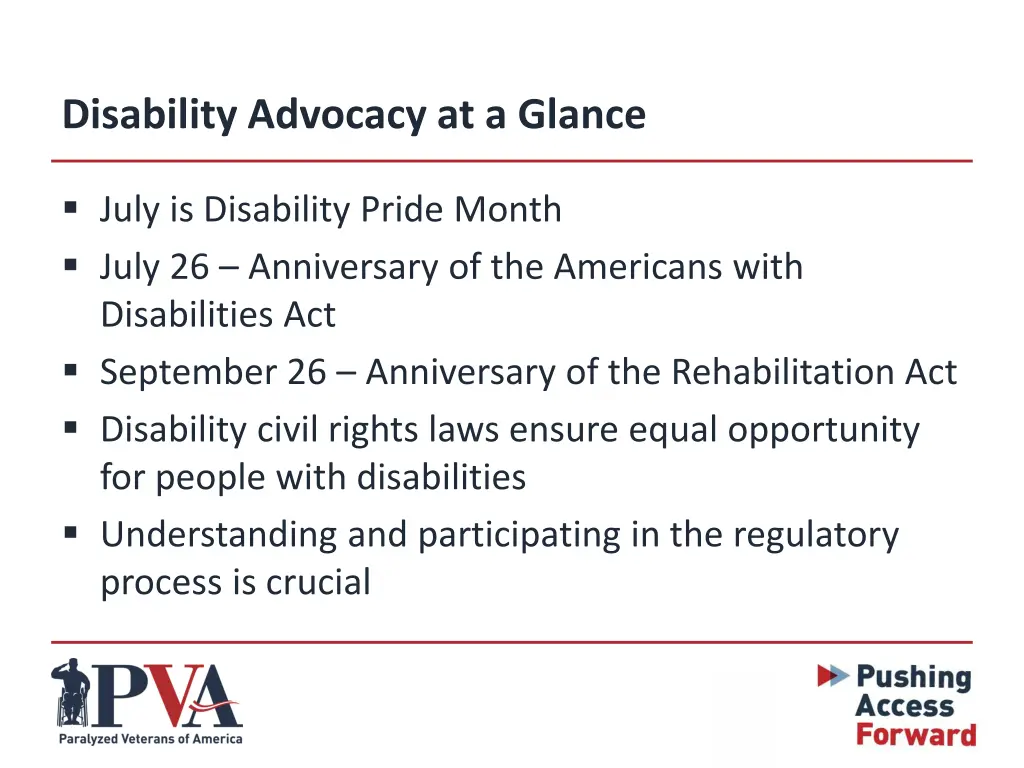 disability advocacy at a glance