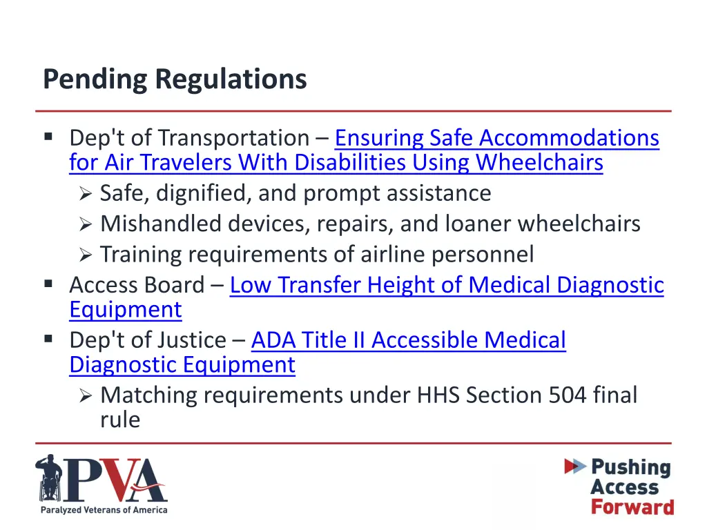 pending regulations