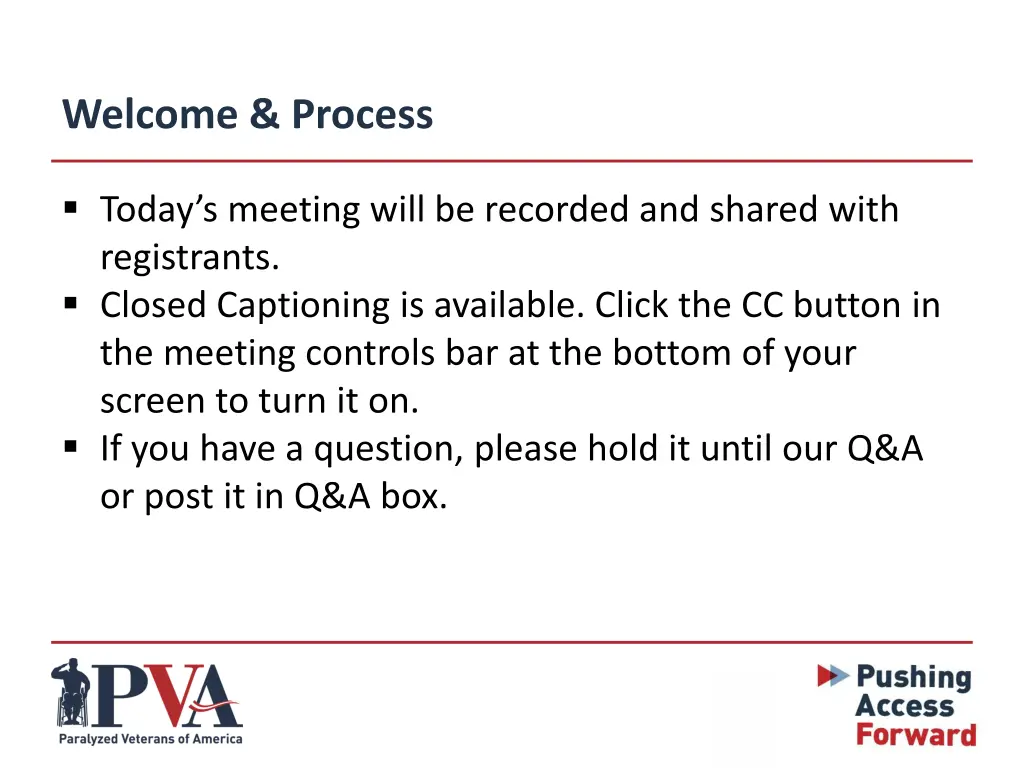 welcome process