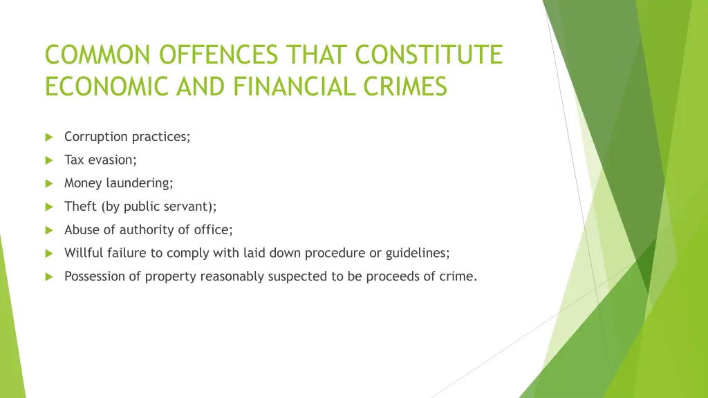 common offences that constitute economic