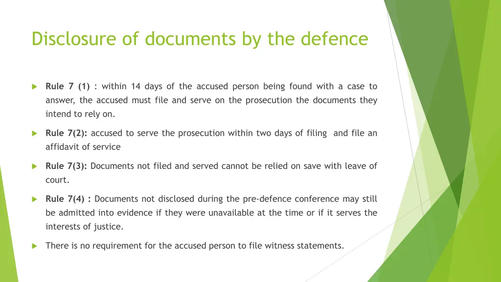 disclosure of documents by the defence