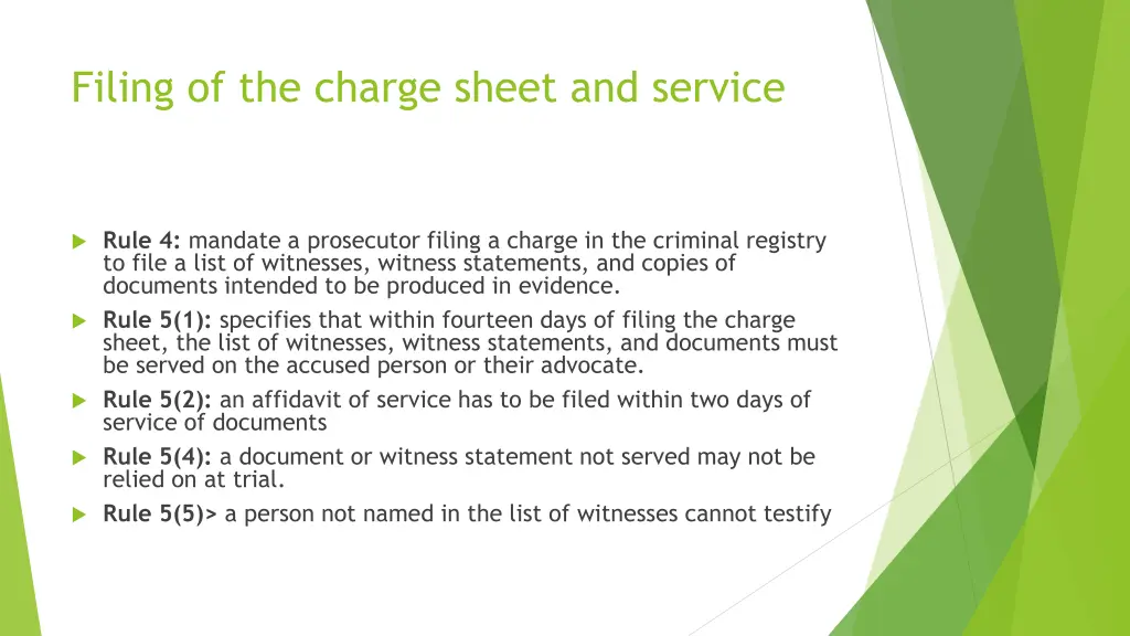 filing of the charge sheet and service