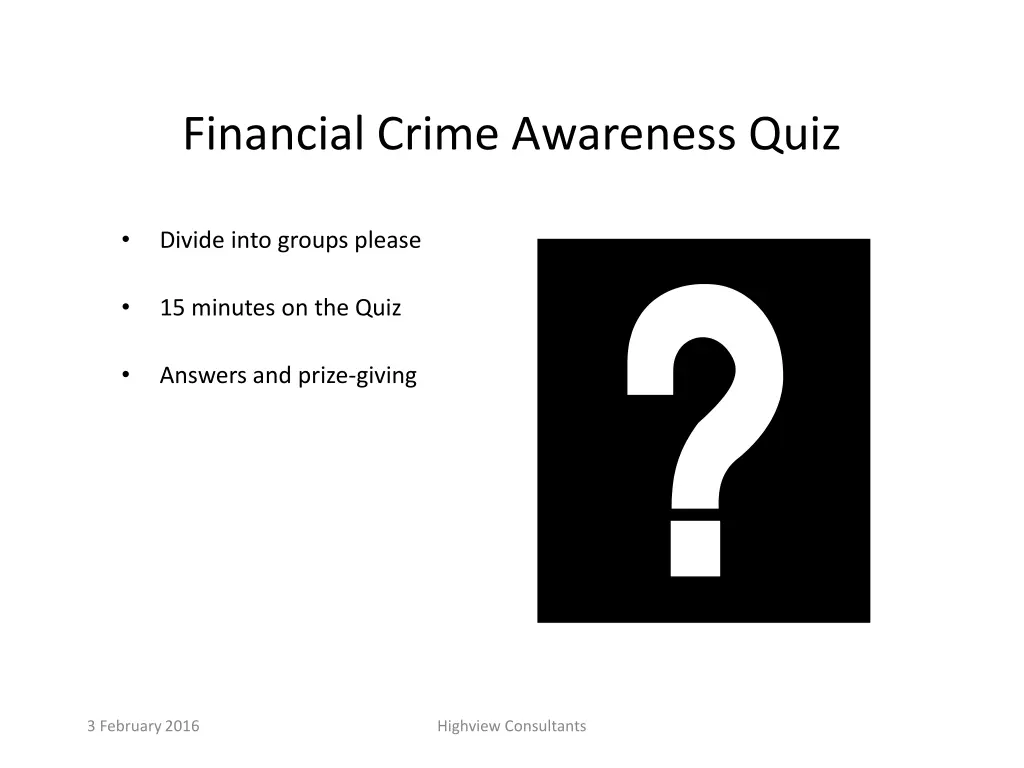 financial crime awareness quiz