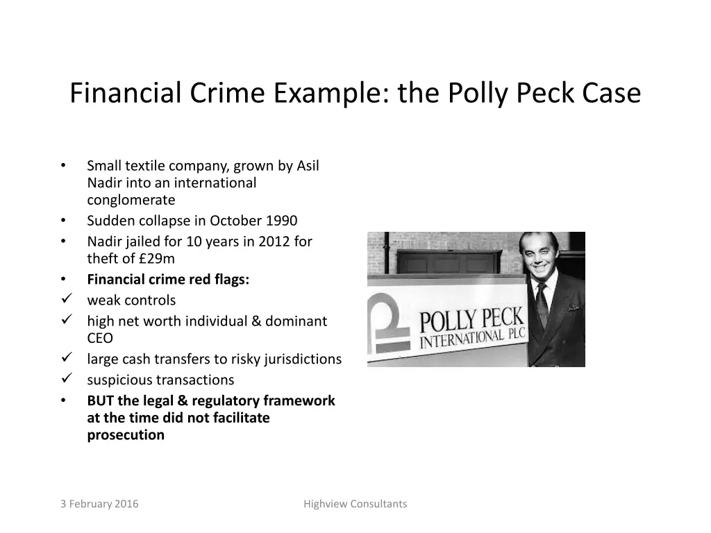 financial crime example the polly peck case
