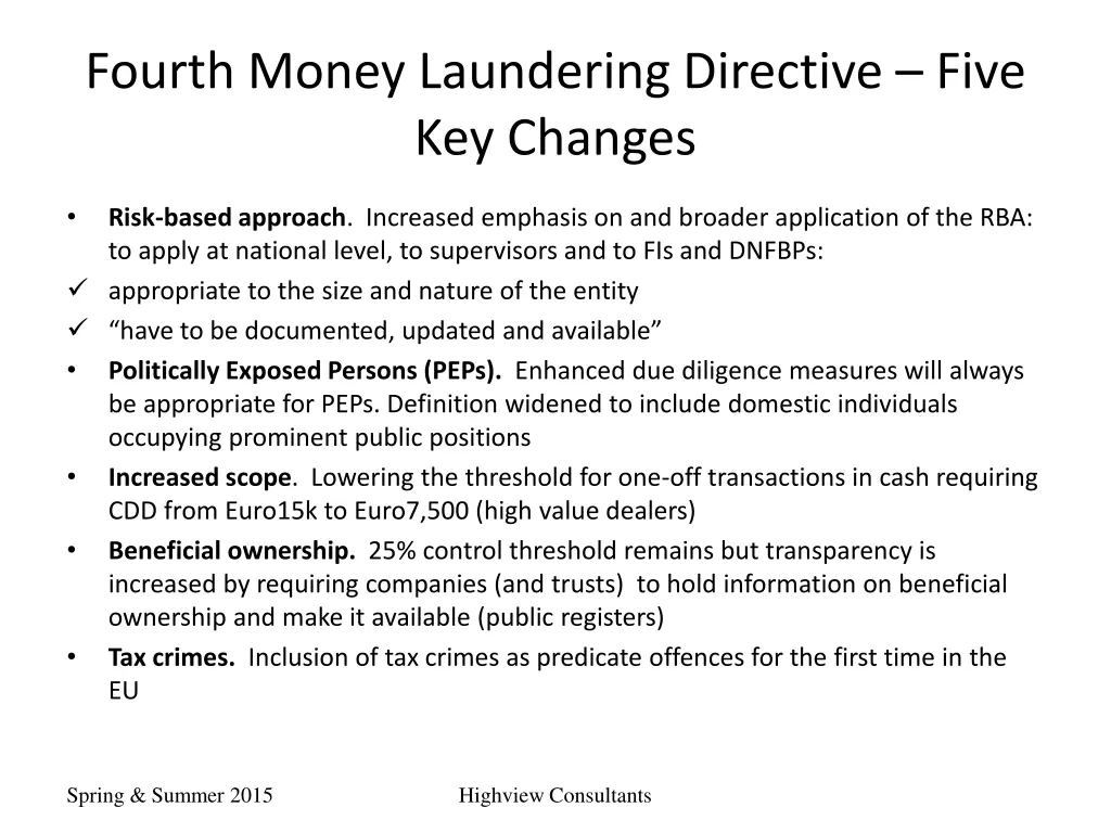 fourth money laundering directive five key changes