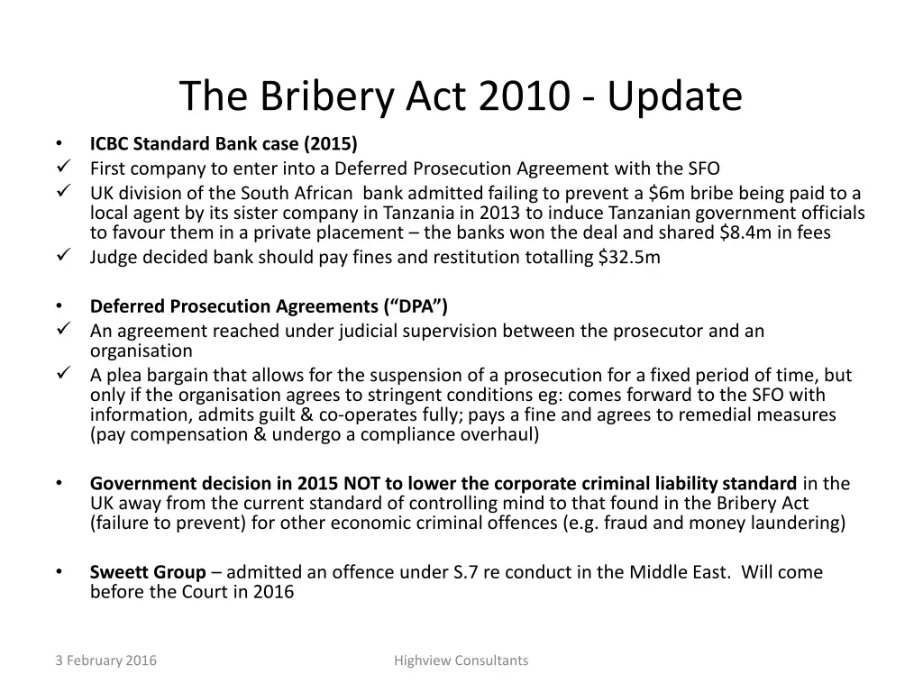 the bribery act 2010 update 1