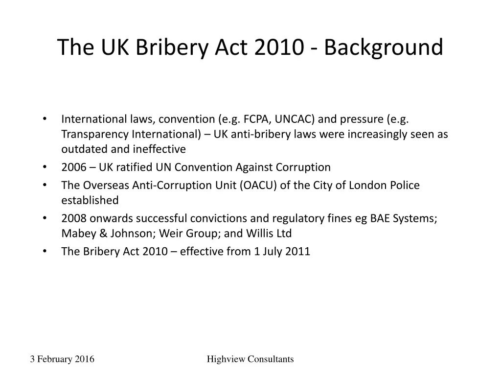 the uk bribery act 2010 background