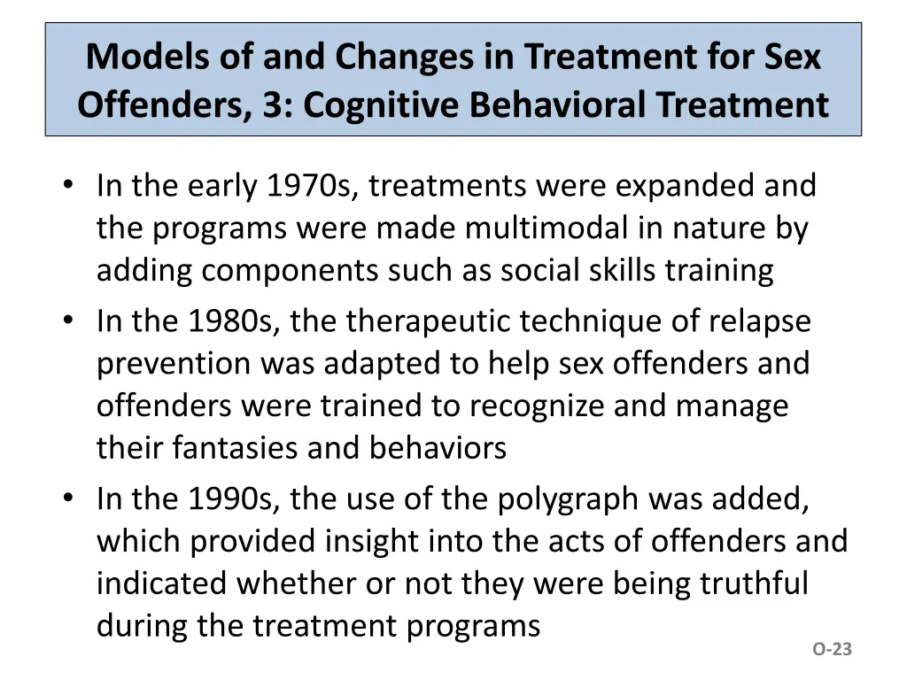 models of and changes in treatment 1