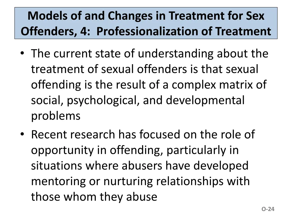models of and changes in treatment 2