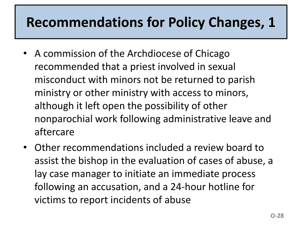 recommendations for policy changes 1