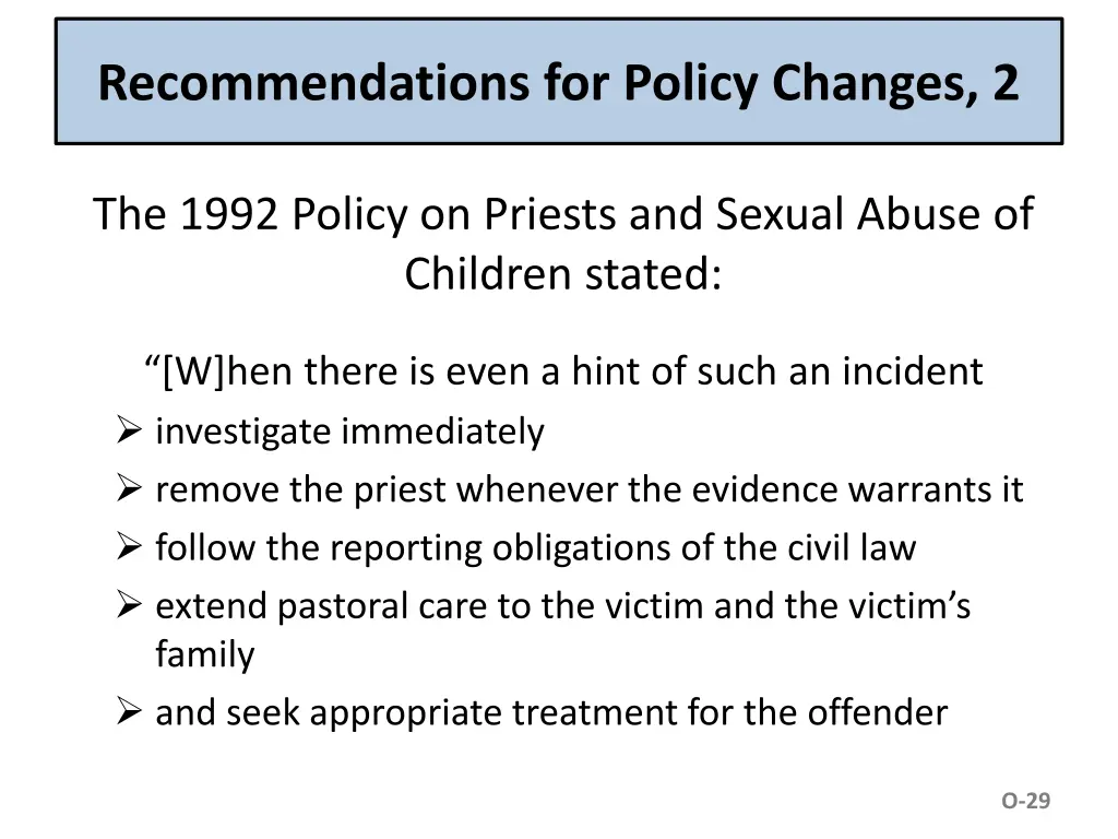 recommendations for policy changes 2
