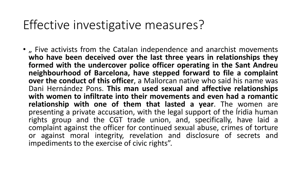 effective investigative measures