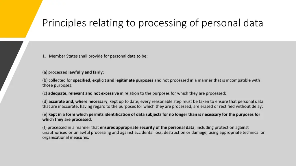 principles relating to processing of personal data