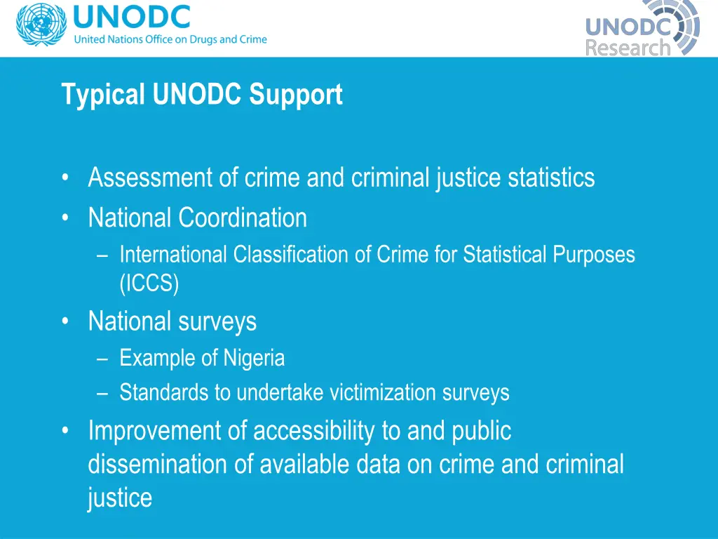 typical unodc support