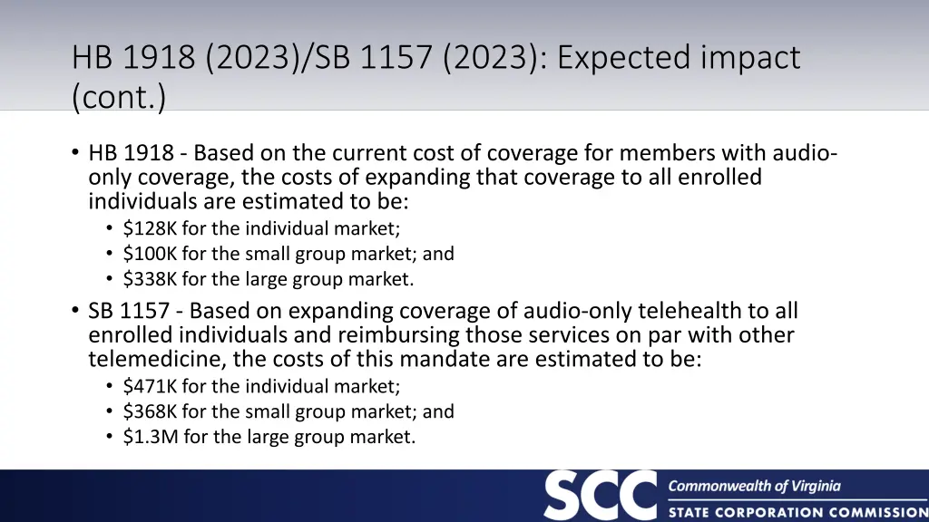 hb 1918 2023 sb 1157 2023 expected impact cont