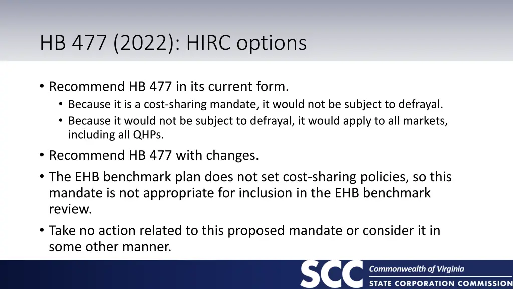 hb 477 2022 hirc options