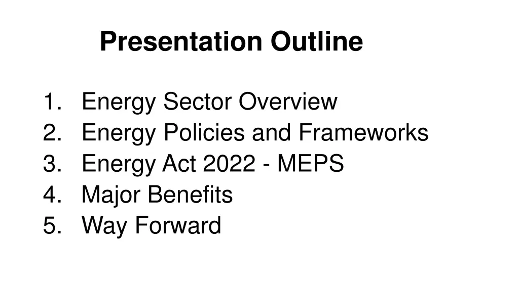 presentation outline