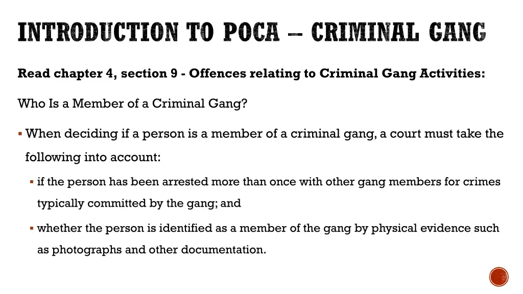 introduction to poca criminal gang 2