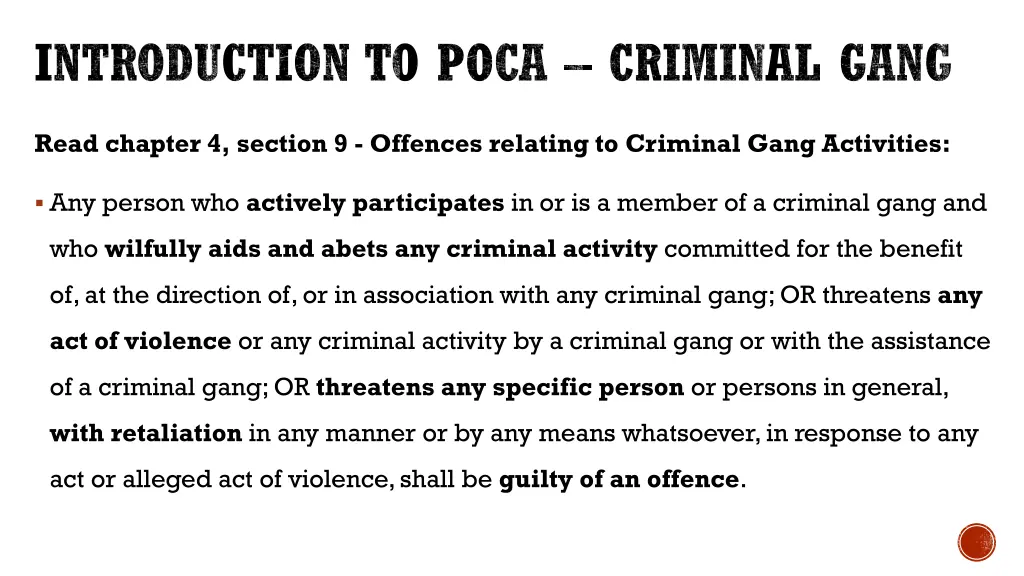 introduction to poca criminal gang