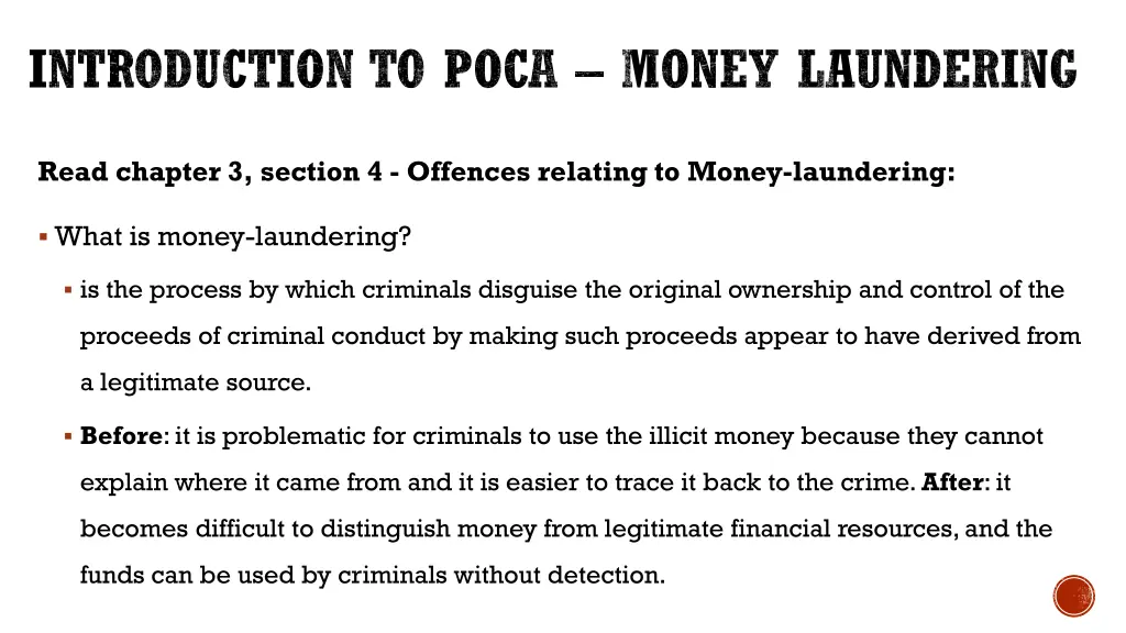 introduction to poca money laundering