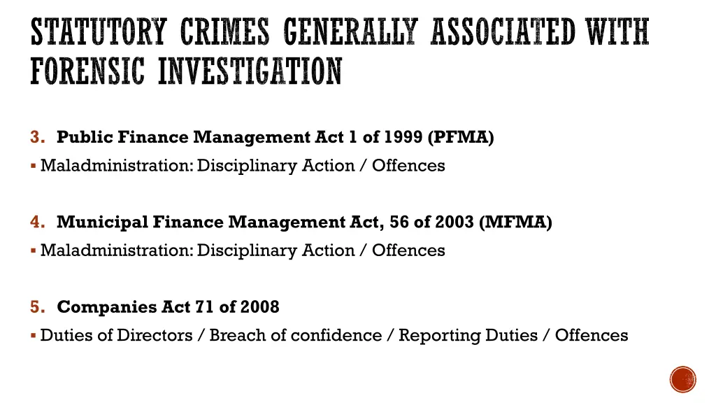 statutory crimes generally associated with 1