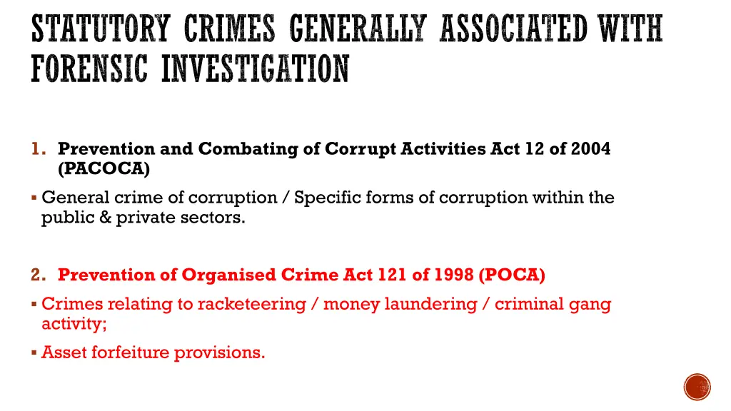 statutory crimes generally associated with