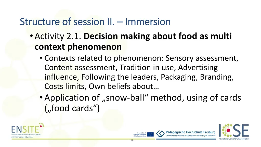 structure of session ii structure of session