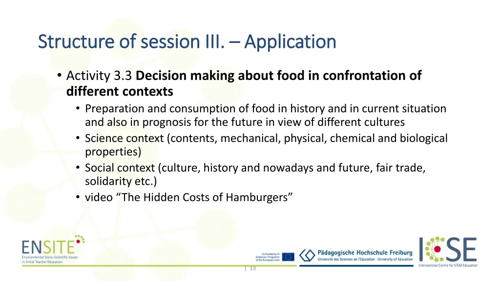 structure of session iii structure of session 2