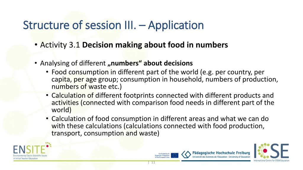 structure of session iii structure of session