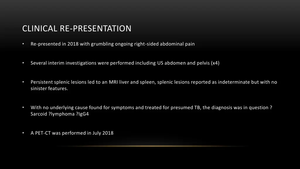 clinical re presentation