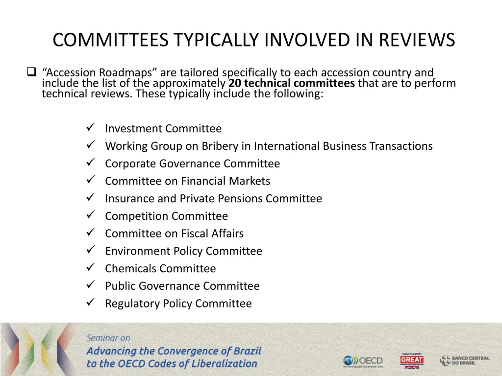committees typically involved in reviews