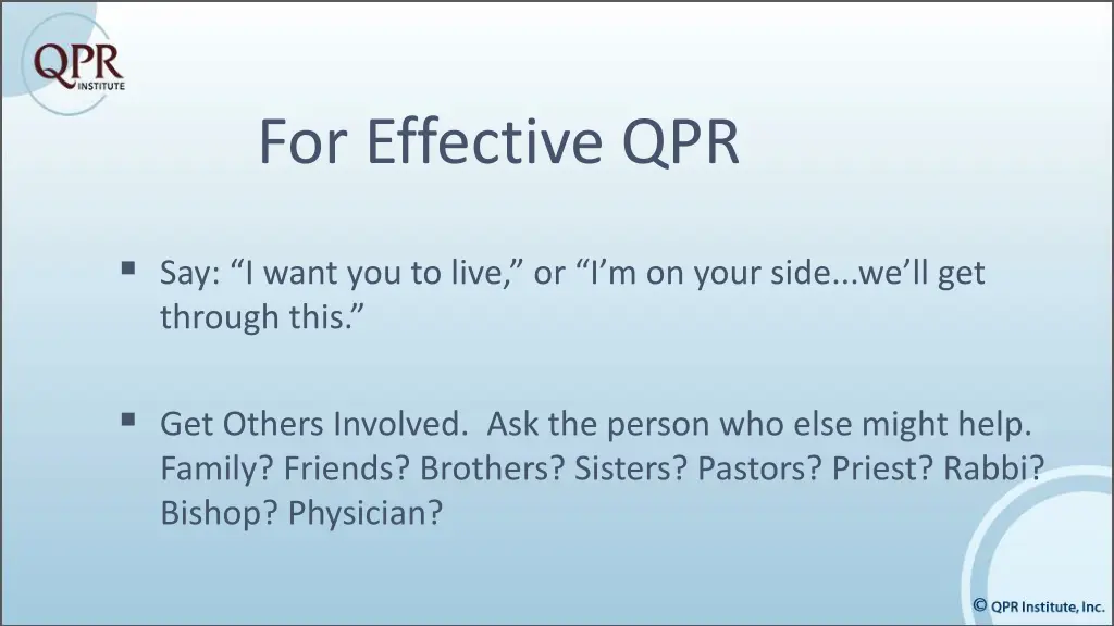 for effective qpr
