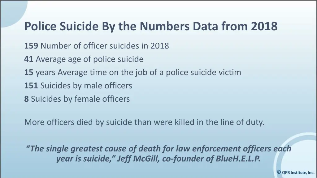 police suicide by the numbers data from 2018