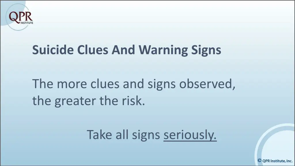 suicide clues and warning signs