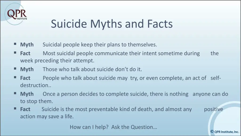 suicide myths and facts 1