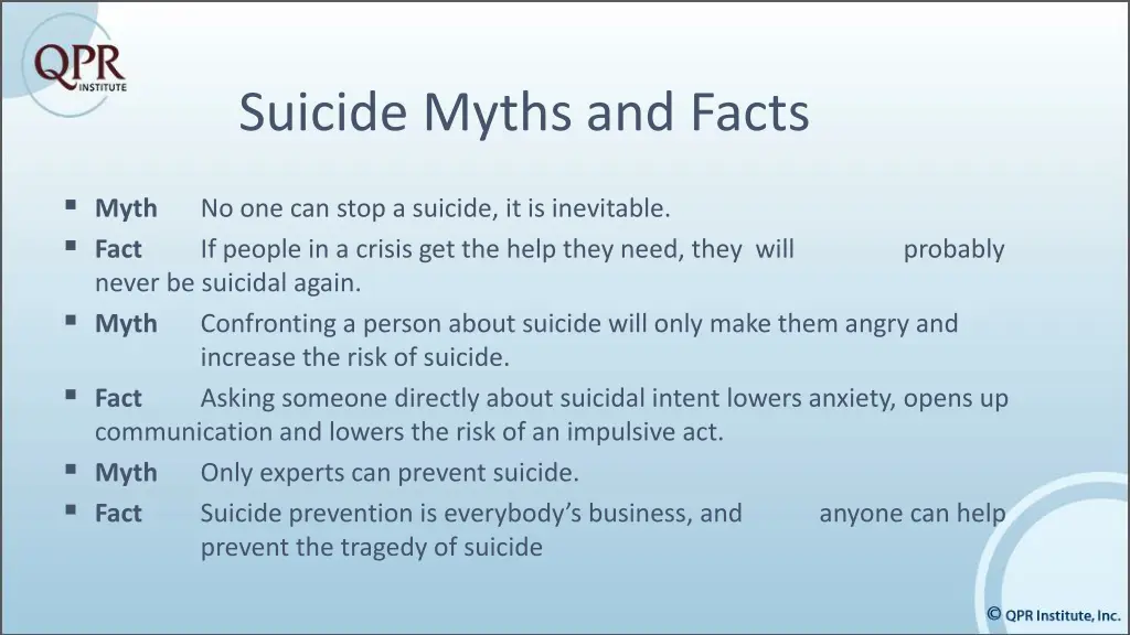 suicide myths and facts