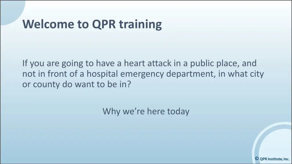 welcome to qpr training