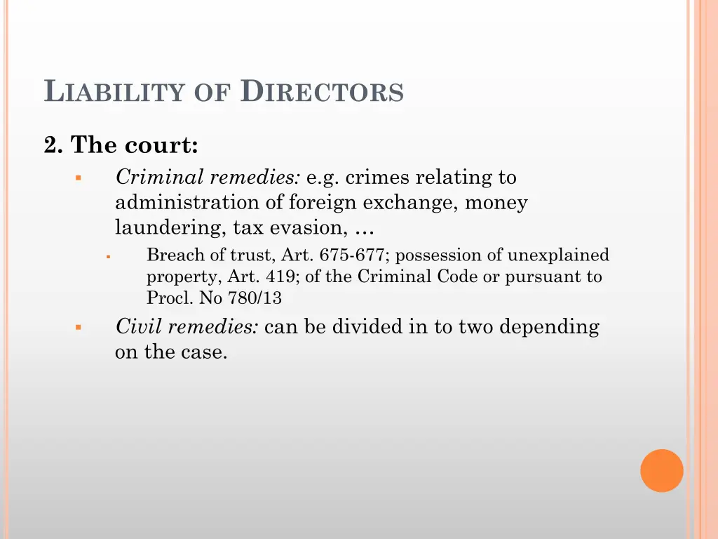 l iability of d irectors 2