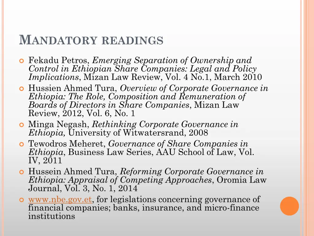 m andatory readings