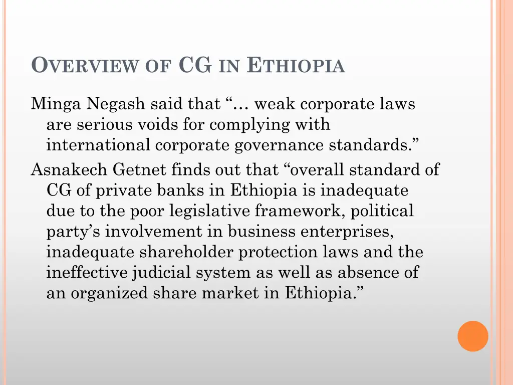 o verview of cg in e thiopia 1